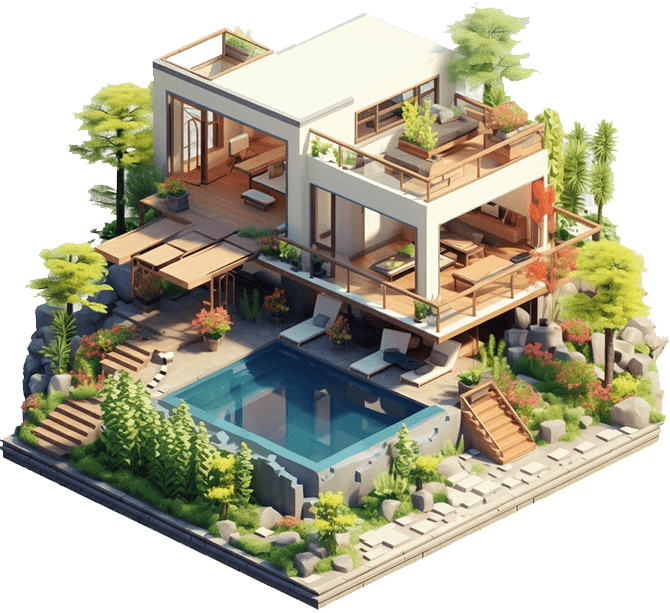 Luxury villa isometric view